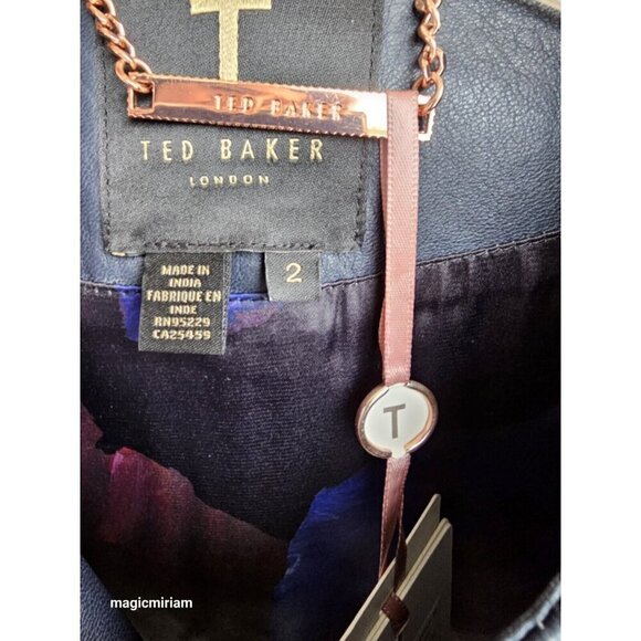 BNWT Ted Baker London Rennay Crop Sleeve Leather Jacket - Picture 13 of 16